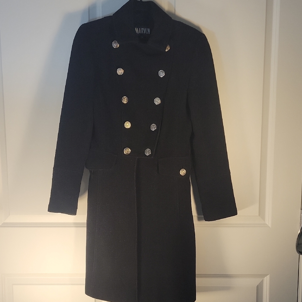 Marvin Richards Black Double-Breasted Trench Coat